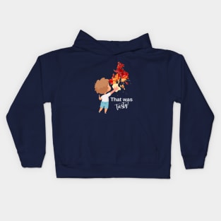 funny design with ketchup stain and kid, for dark background Kids Hoodie